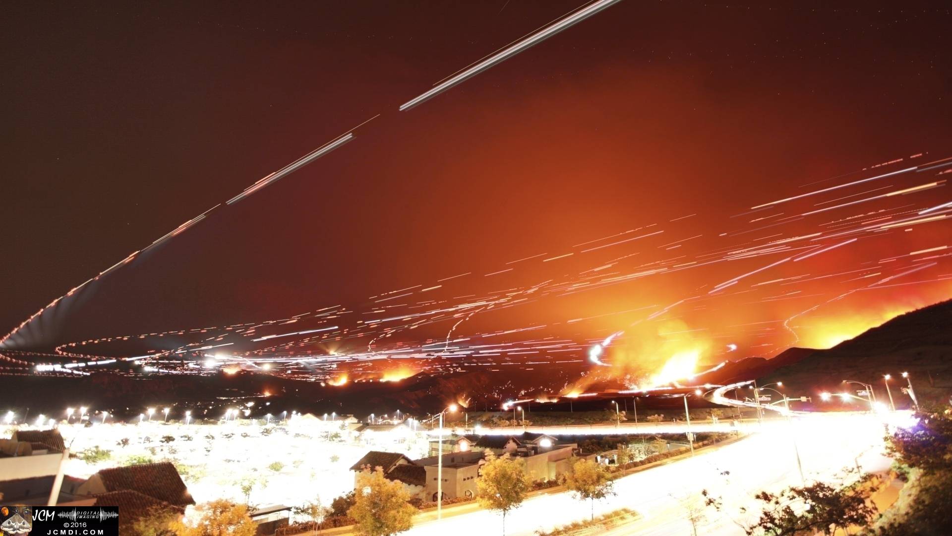 beautiful long-exposure Sand Fire composite night image V20139d JCMDI.COM